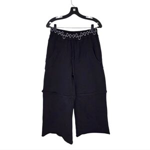 Vees Wide Leg Convertible Black Sweatpants Women's Medium Streetwear